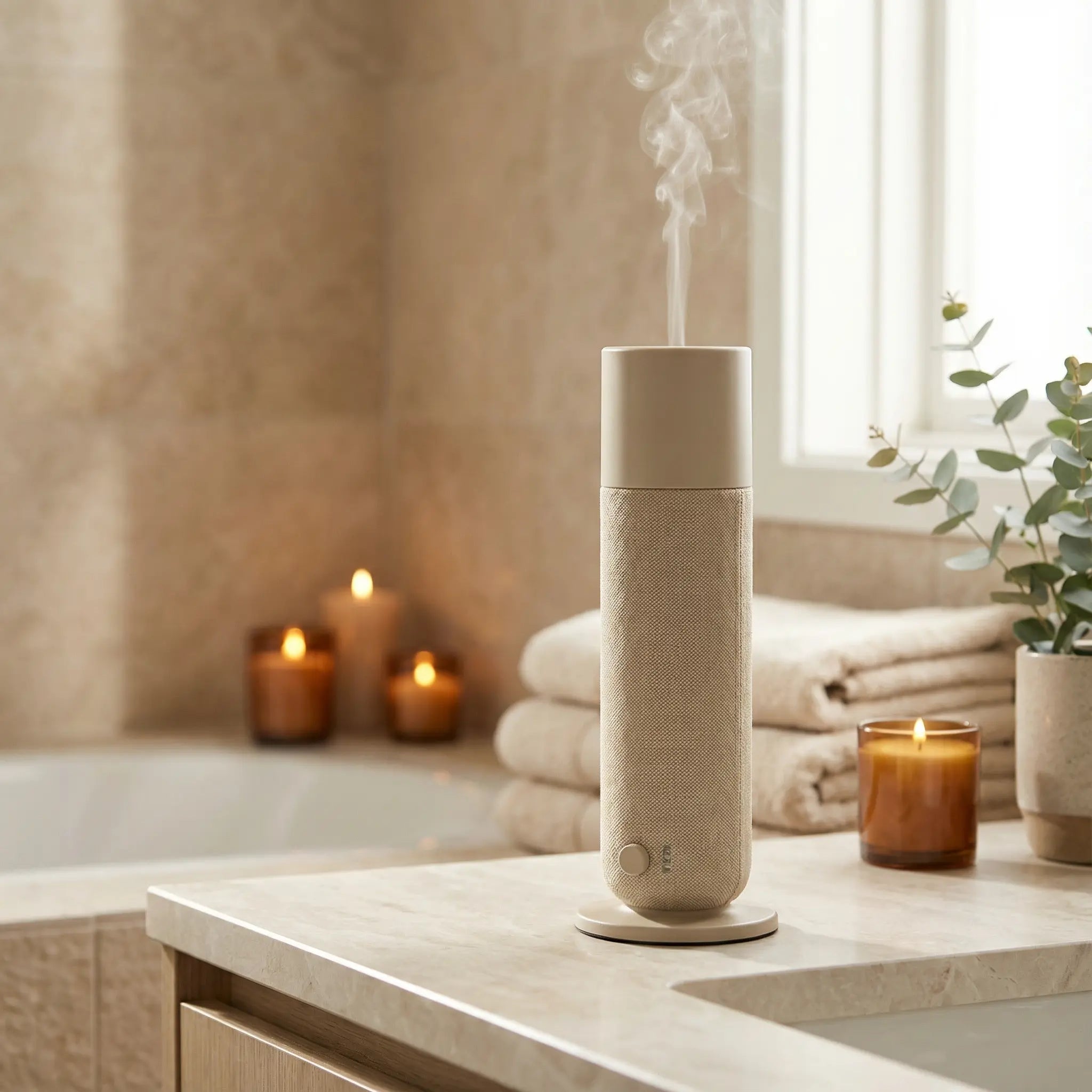 Solene - Fabric Series Electric Oil Diffuser (Beige) - Sandal Bloom
